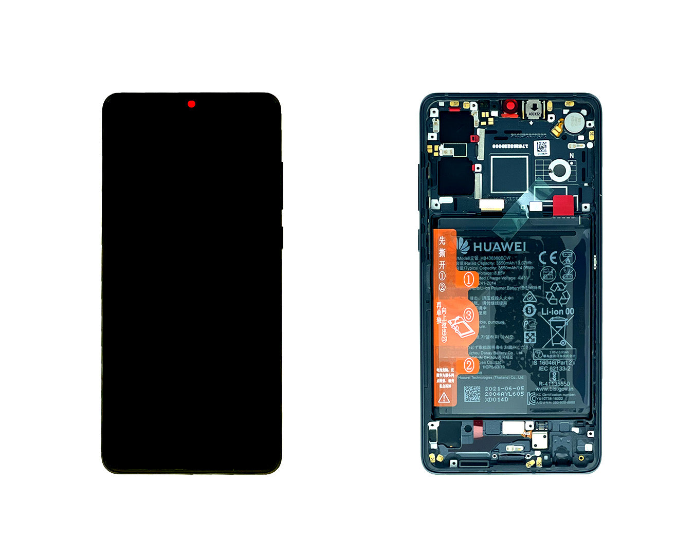 Huawei P30 (ELE-L29, ELE-L09) New Version Display And Digitizer Complete Black Service Pack
