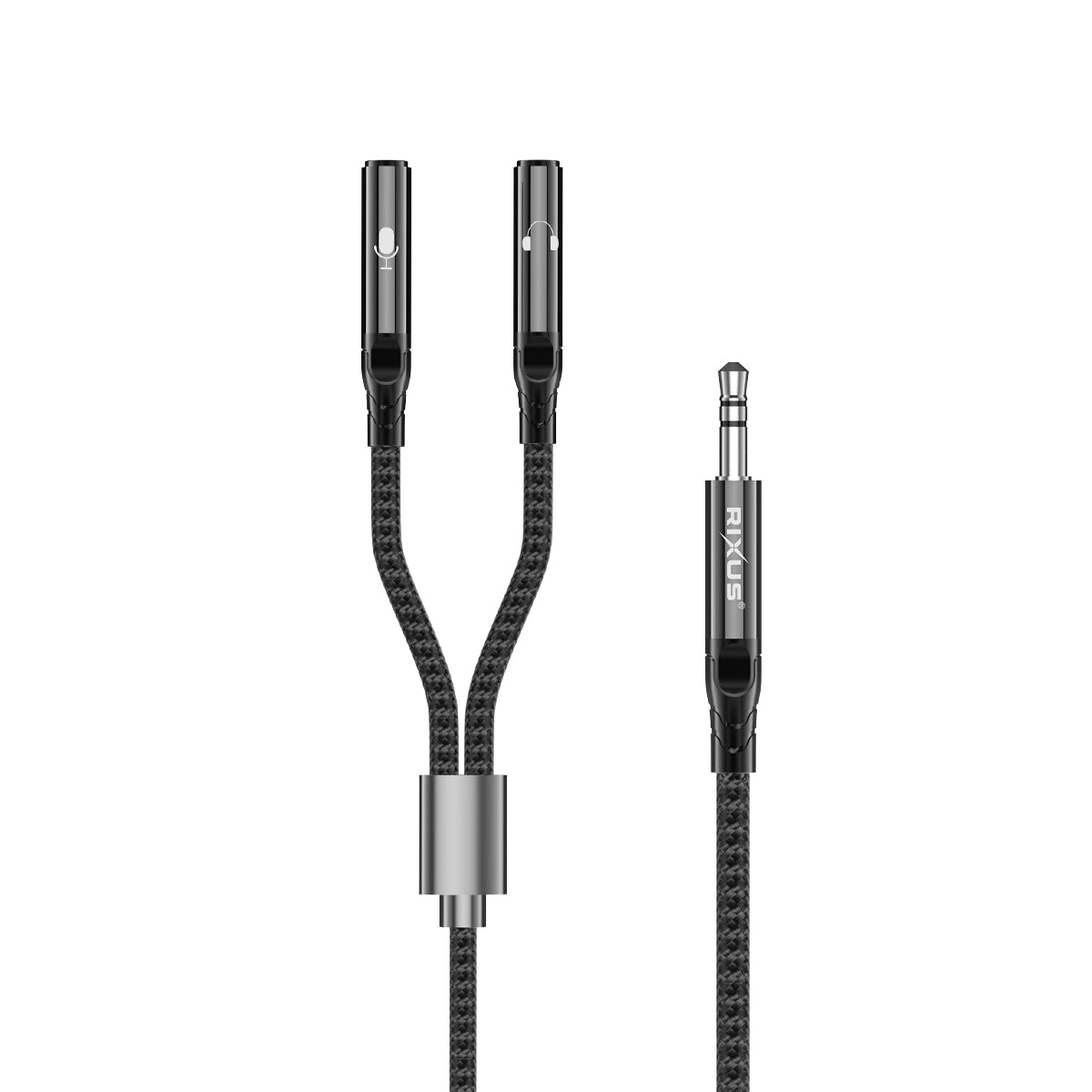 Rixus RXMU35A 3.5mm Jack Separate Headsets Splitter Adapter 30cm Black