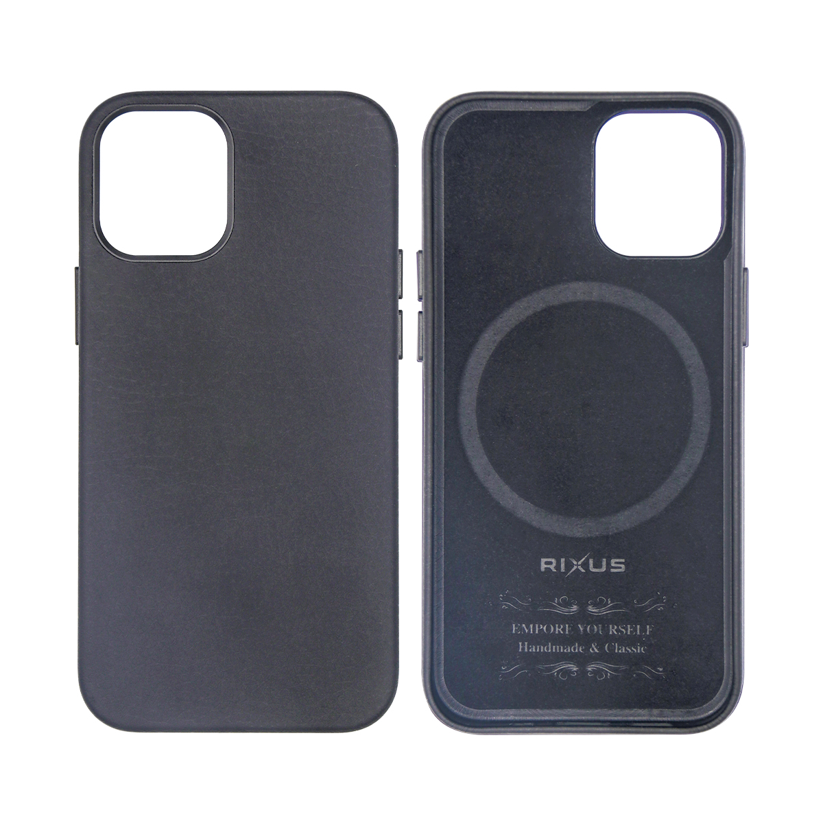 Rixus For iPhone 15 Pro Classic 02 Case With MagSafe Black