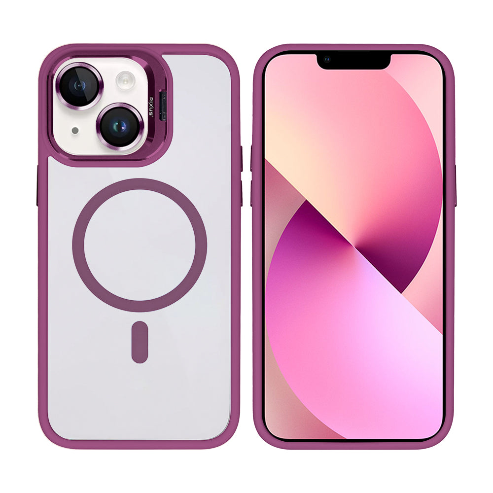 Rixus Classic 03 Case With MagSafe For iPhone 14 Plus Dark Pink