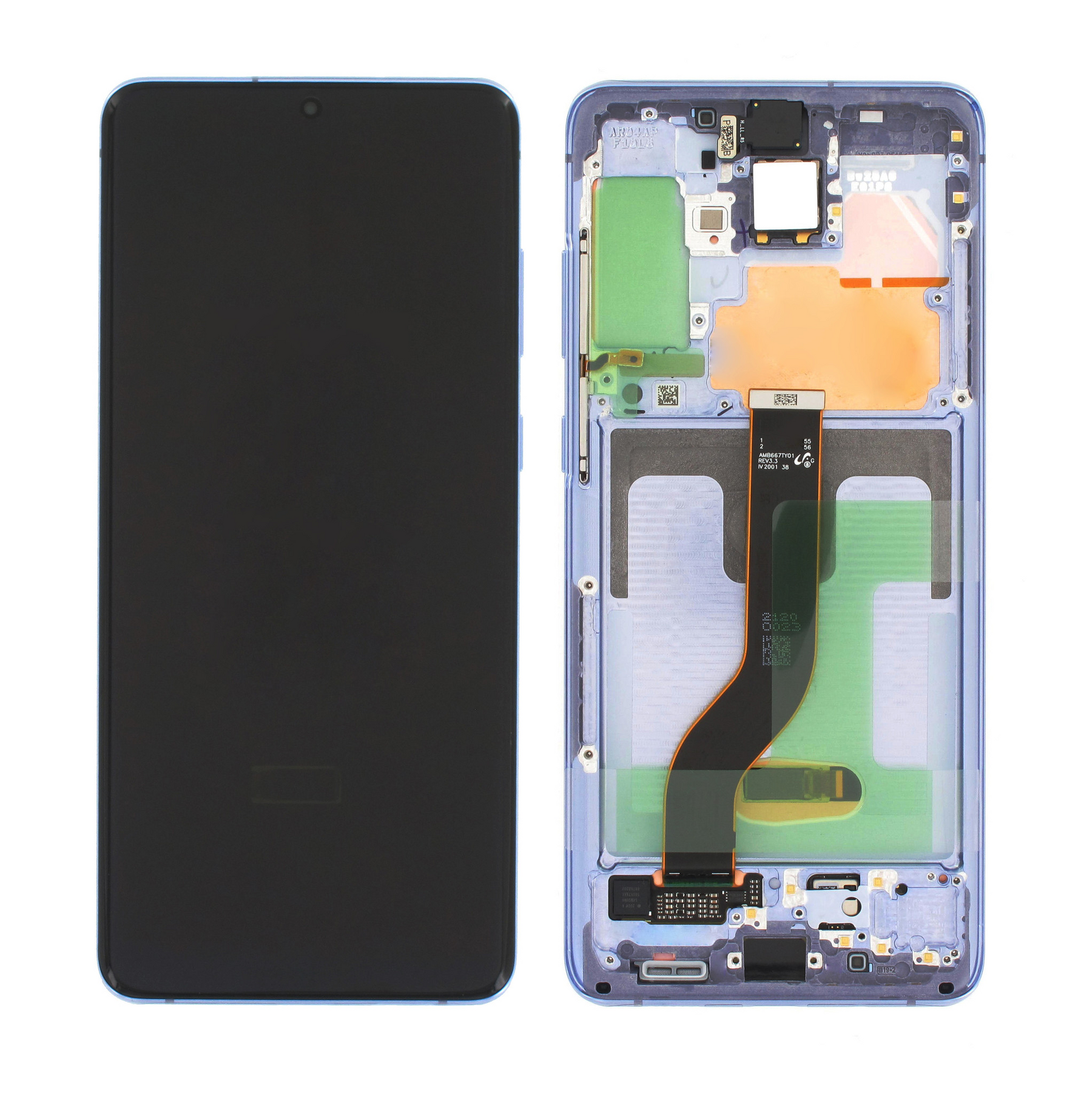 Samsung Galaxy S20 G980F, S20 5G G981F Display and Digitizer Complete Without Camera Cloud Blue Service Pack