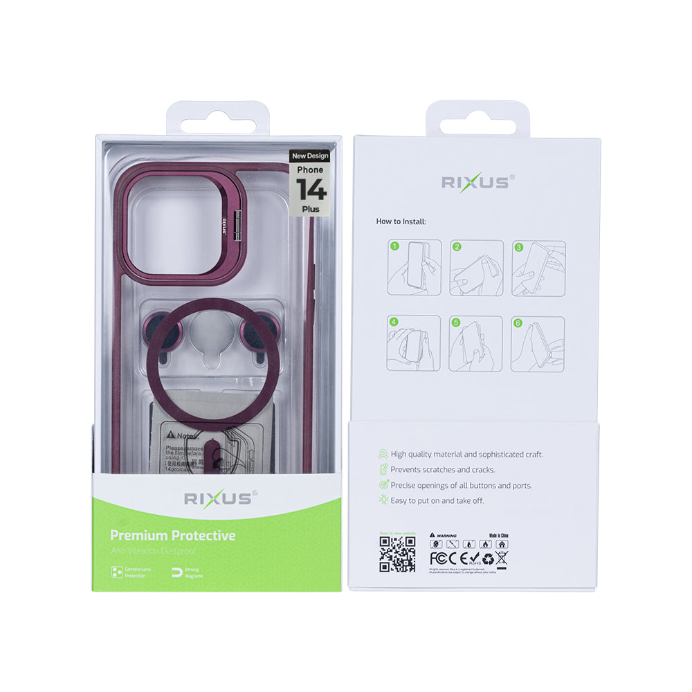 Rixus Classic 03 Case With MagSafe For iPhone 14 Plus Dark Pink