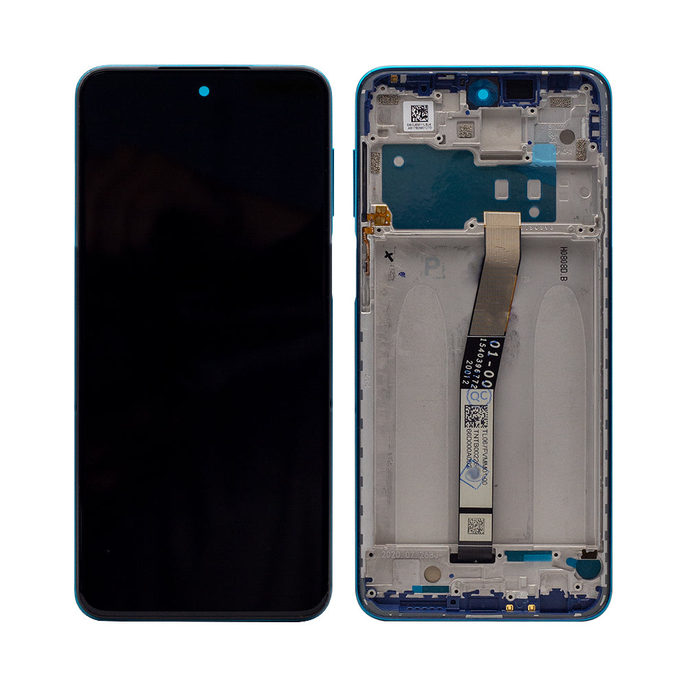 Xiaomi Redmi Note 9S Display and Digitizer With Frame Blue Service Pack