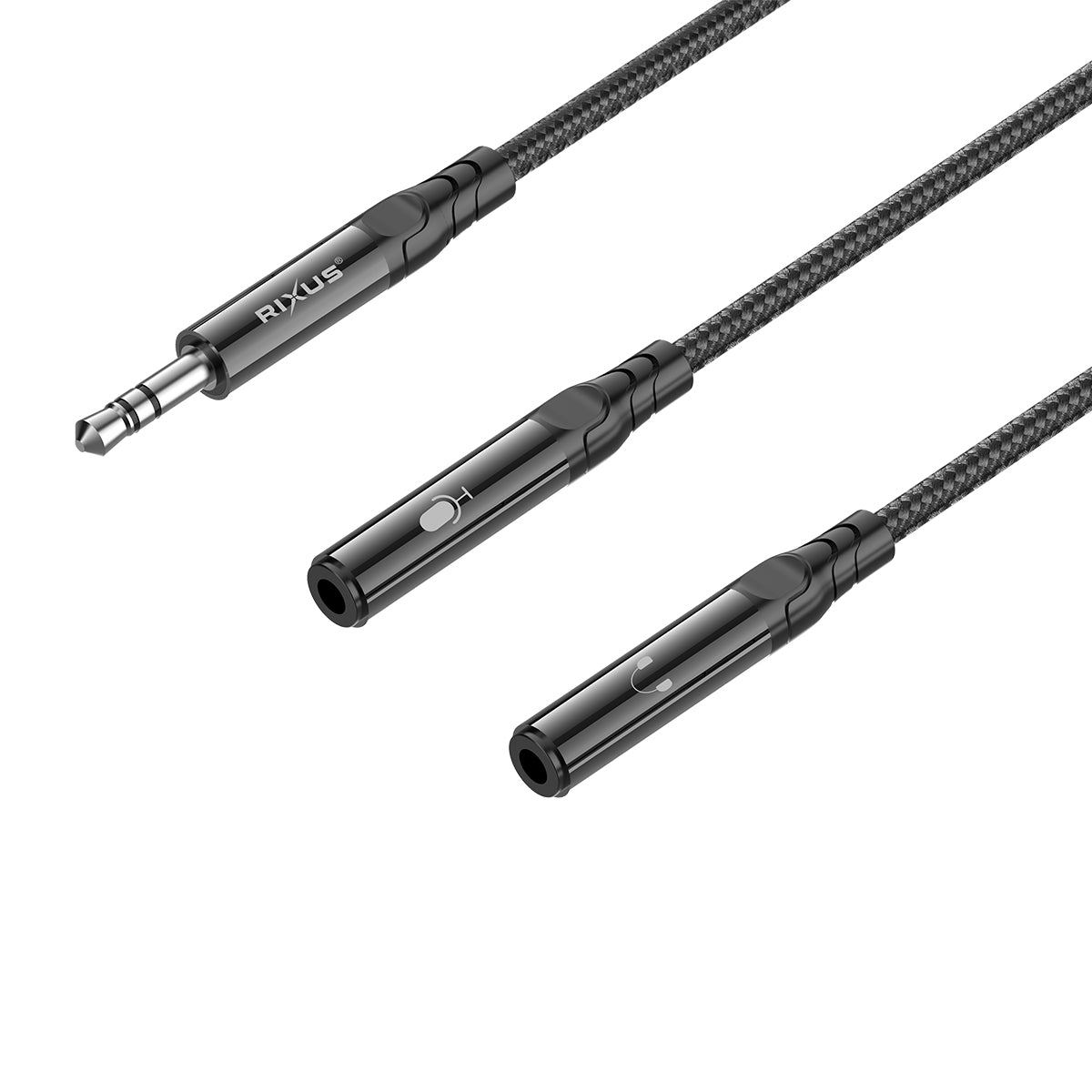 Rixus RXMU35A 3.5mm Jack Separate Headsets Splitter Adapter 30cm Black