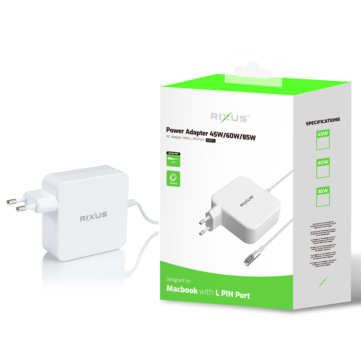 Rixus RXMCL 60W Charger For Macbook L Tip