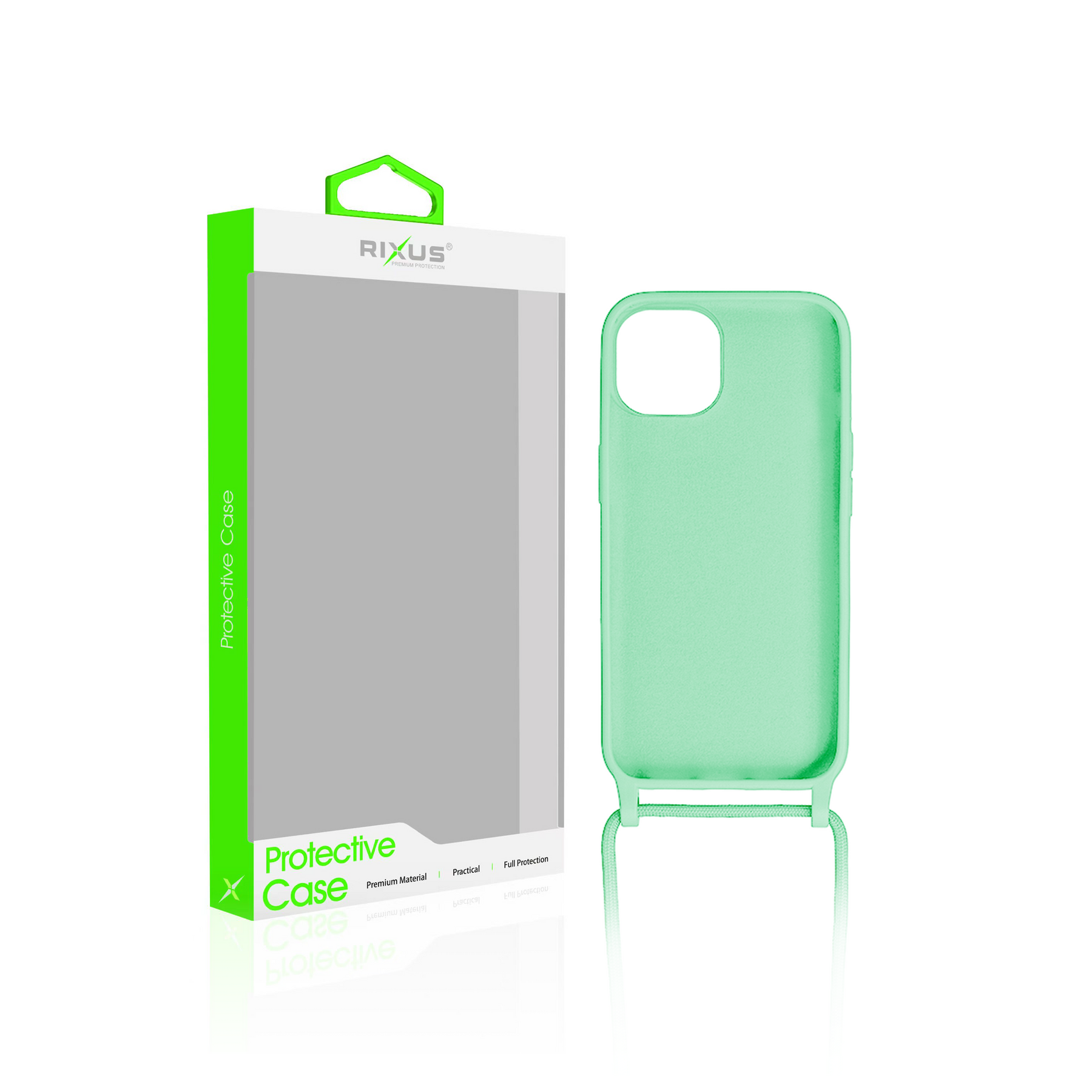 Rixus For iPhone 13 Pro TPU Necklace Cord Cover Matcha