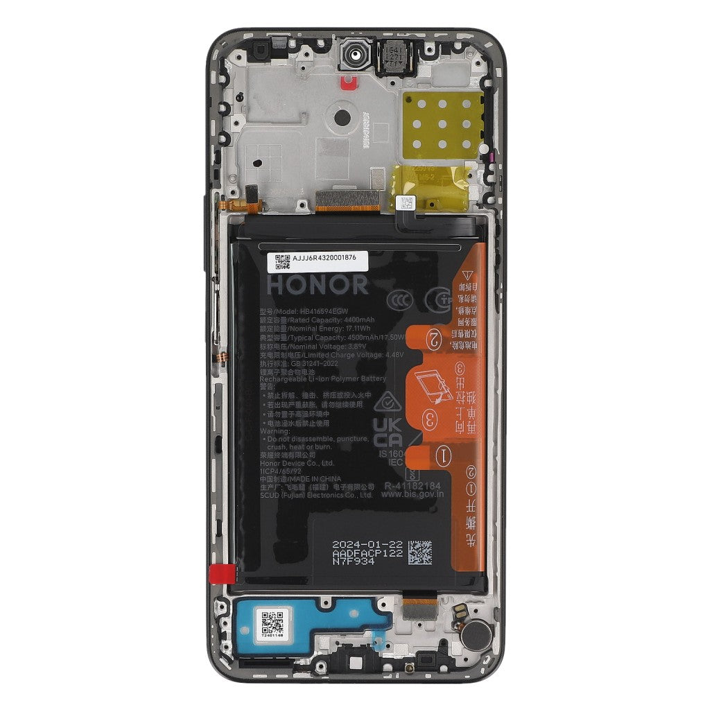 Honor X8A, 90 Lite Display And Digitizer With Frame Midnight Black Original