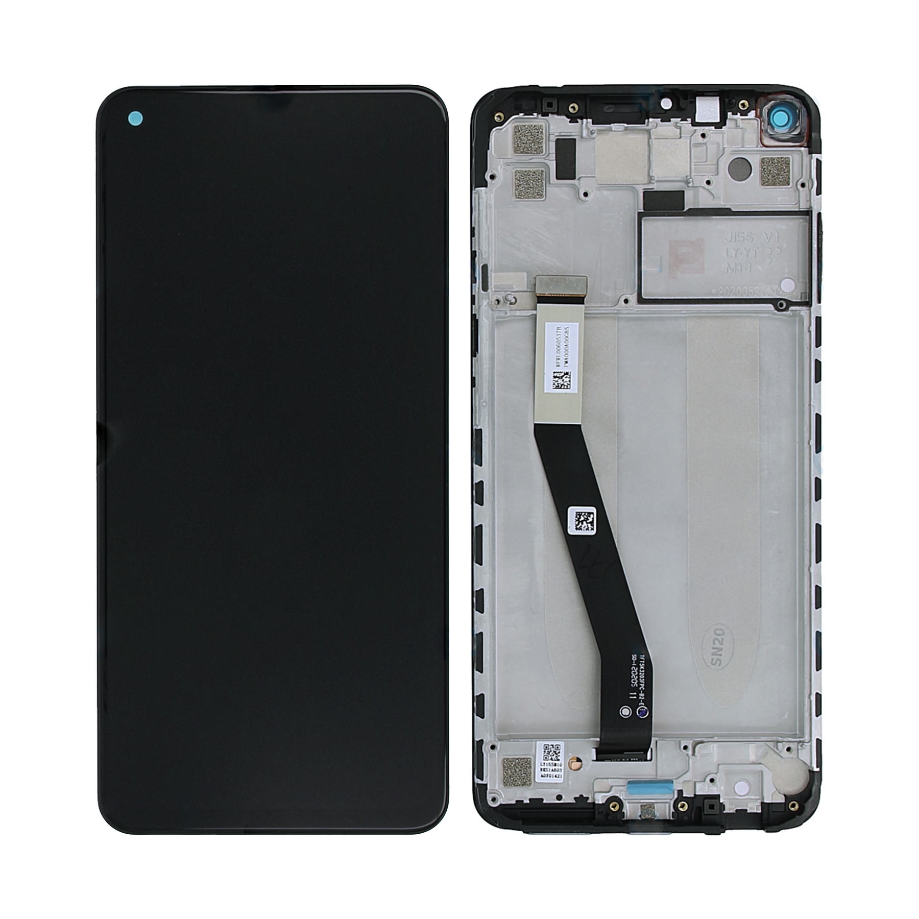 Xiaomi Redmi Note 9 Display And Digitizer With Frame Midnight Gray Service Pack