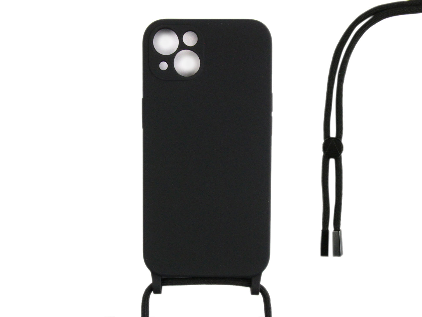 Rixus For iPhone 13 Mini TPU Necklace Cord Cover Black