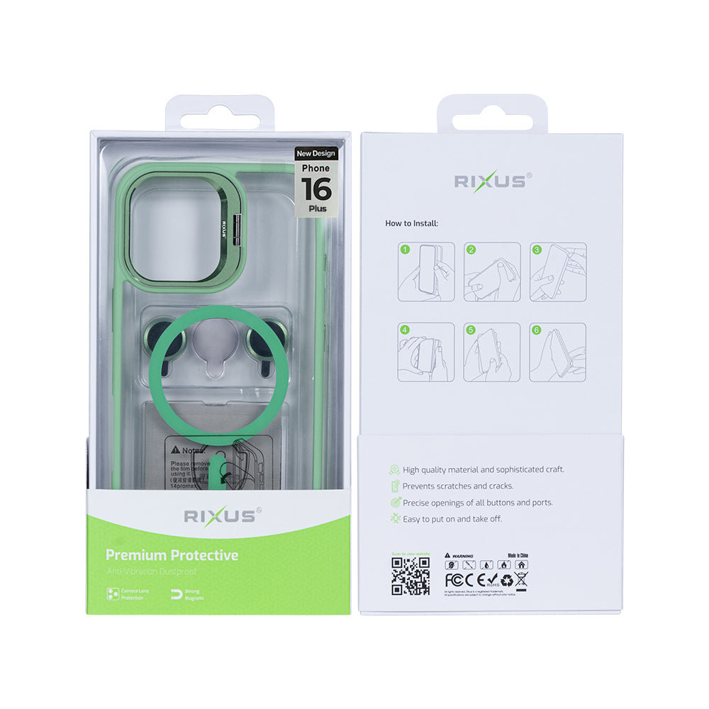Rixus Classic 03 Case With MagSafe For iPhone 16 Plus Light Green