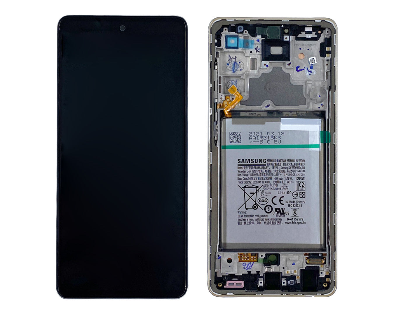 Samsung Galaxy A72 A725F Display And Digitizer Complete Awesome White (+ Batt) Service Pack