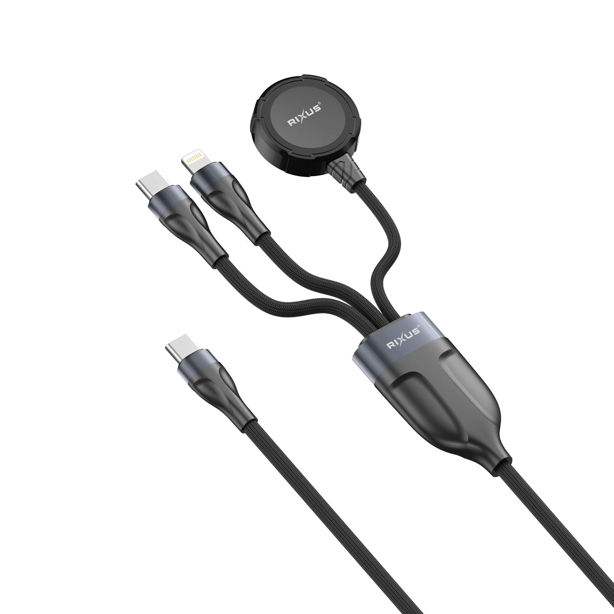 Rixus RXUC31 3 in 1 Watch And Phone Charger Cable 120CM Black