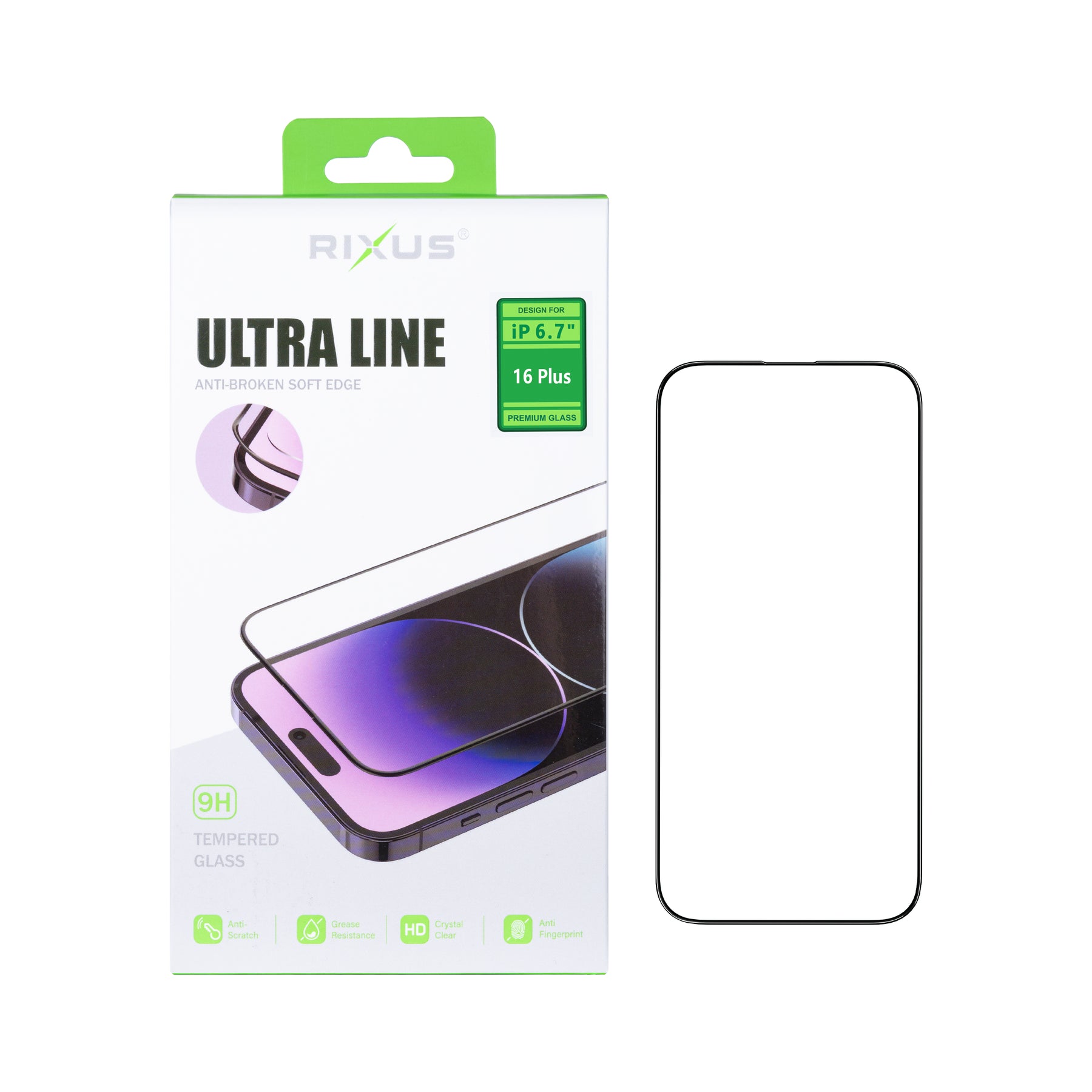 Rixus For iPhone 16 Plus Tempered Glass Ultra Line