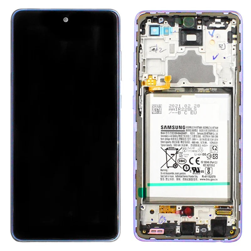 Samsung Galaxy A72 A725F Display And Digitizer Complete Awesome Violet (+ Batt) Service Pack