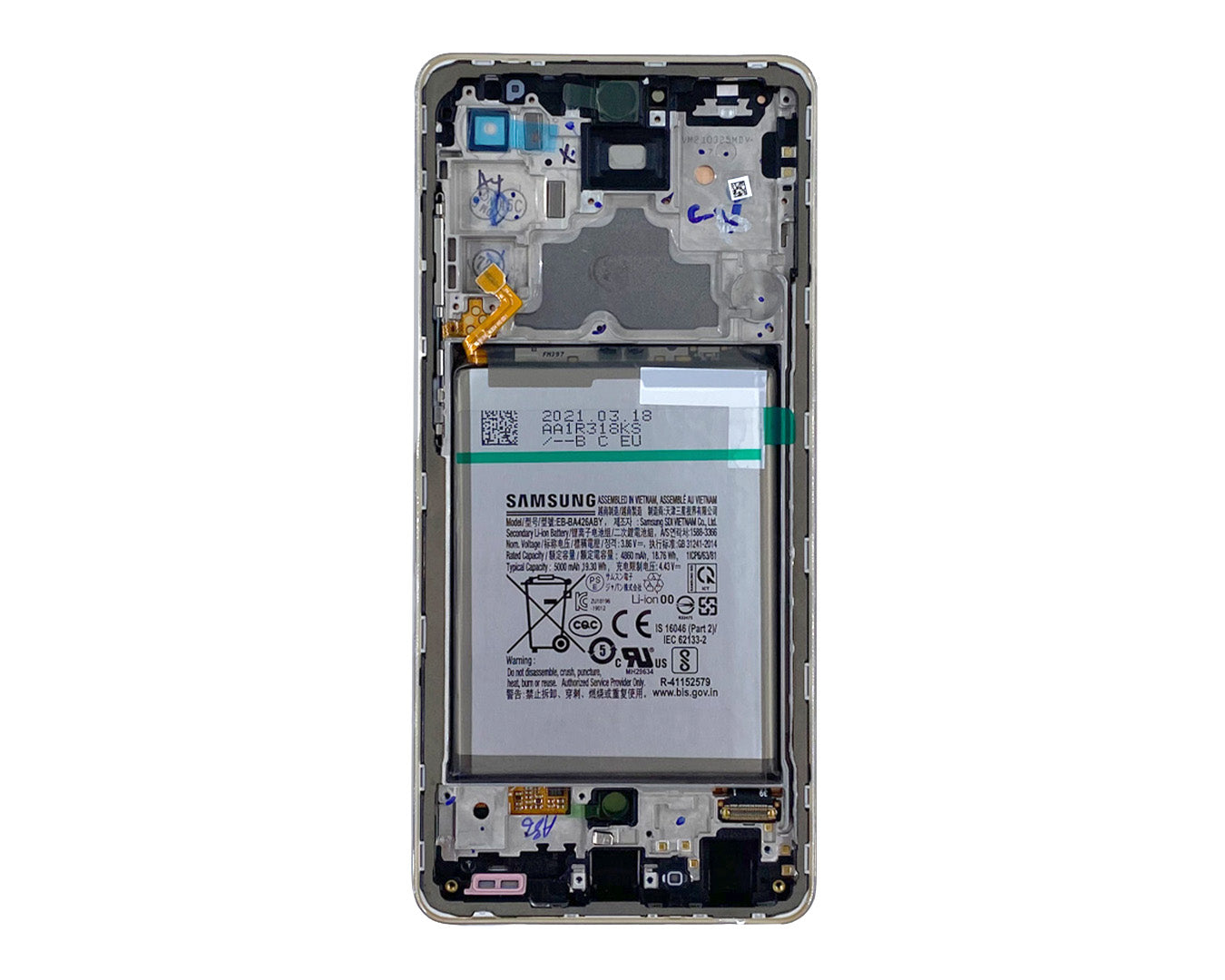 Samsung Galaxy A72 A725F Display And Digitizer Complete Awesome White (+ Batt) Service Pack