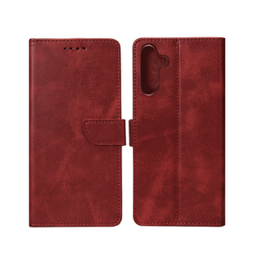 Rixus Bookcase For Samsung Galaxy A54 5G A546B Dark Red