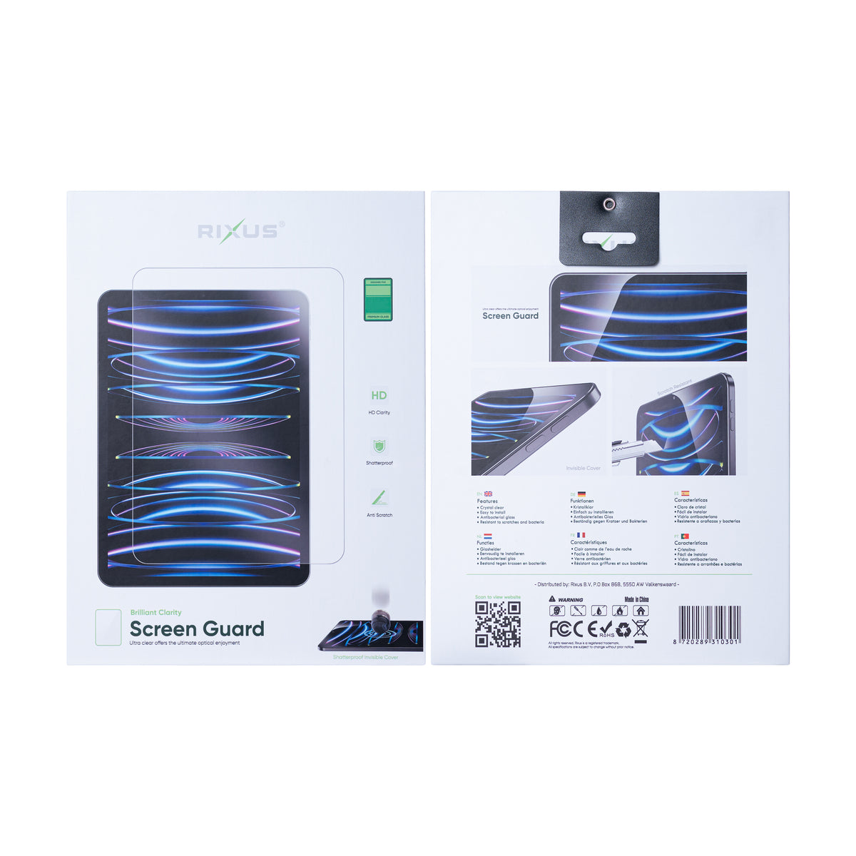 Rixus Screen Guard For iPad Pro 10.5"(2017), Air 3 10.5" (2019), iPad 7 10.2"(2019),  iPad 8 10.2"