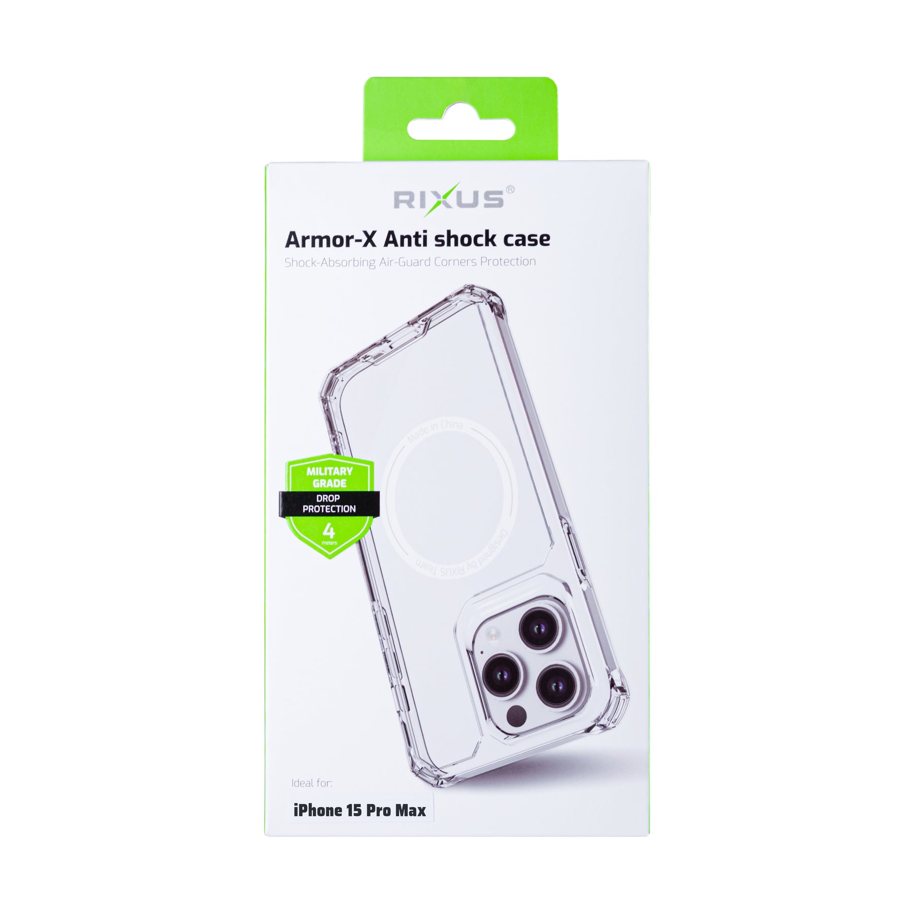 Rixus For iPhone 15 Pro Max Armor-X Anti Shock Case With MagSafe Transparent