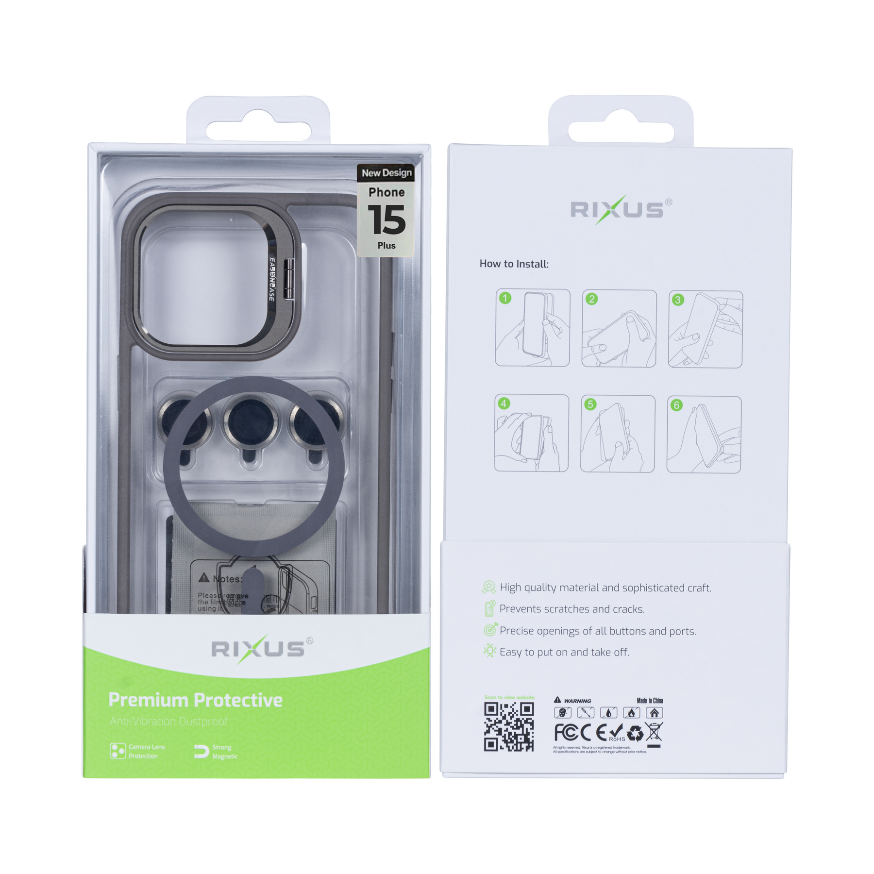 Rixus Classic 03 Case With MagSafe For iPhone 15 Plus Titanium Grey