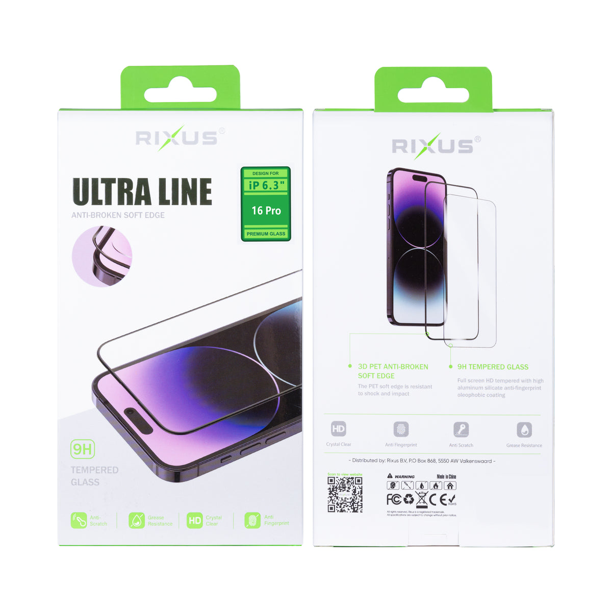 Rixus For iPhone 16 Pro Tempered Glass Ultra Thin