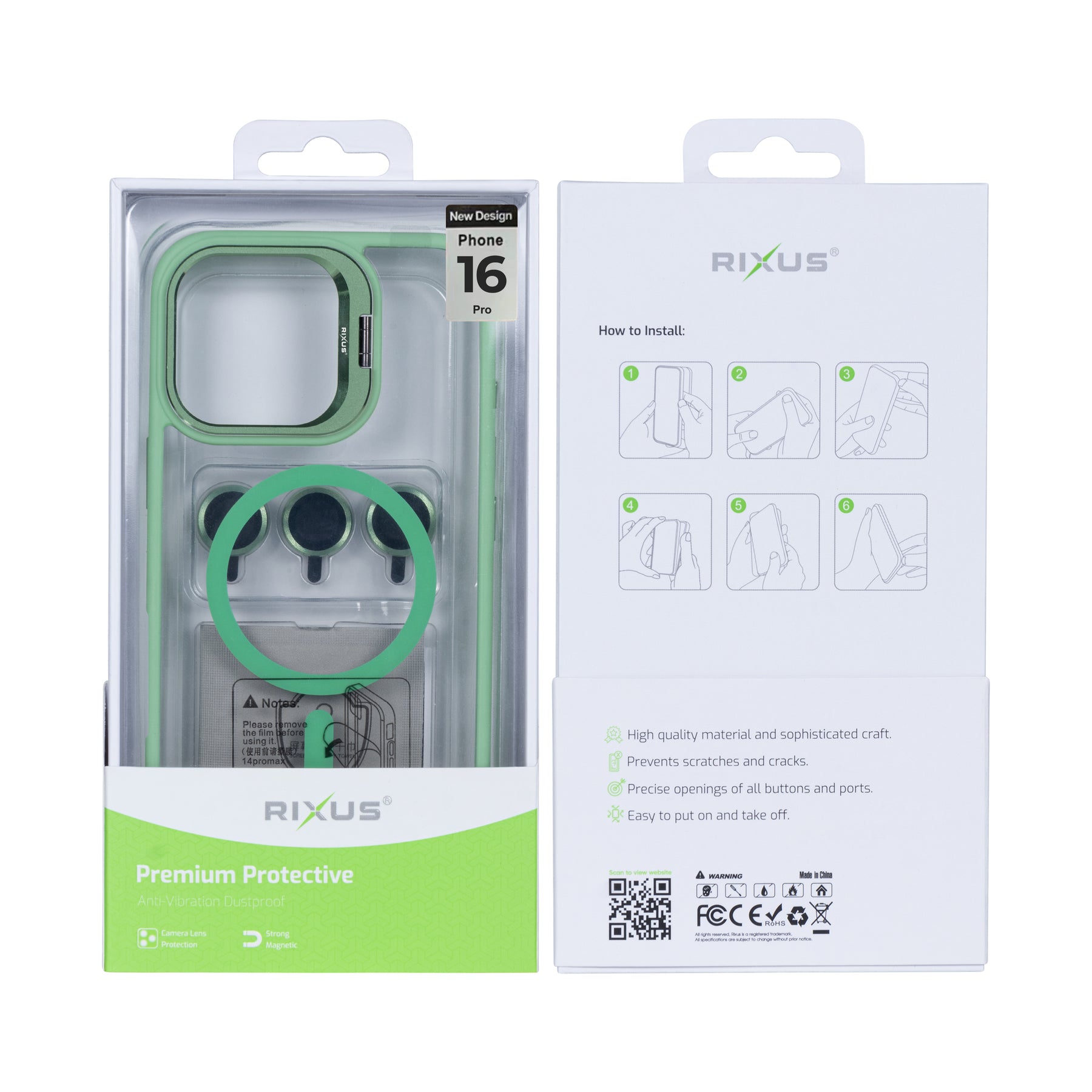 Rixus Classic 03 Case With MagSafe For iPhone 16 Pro Light Green