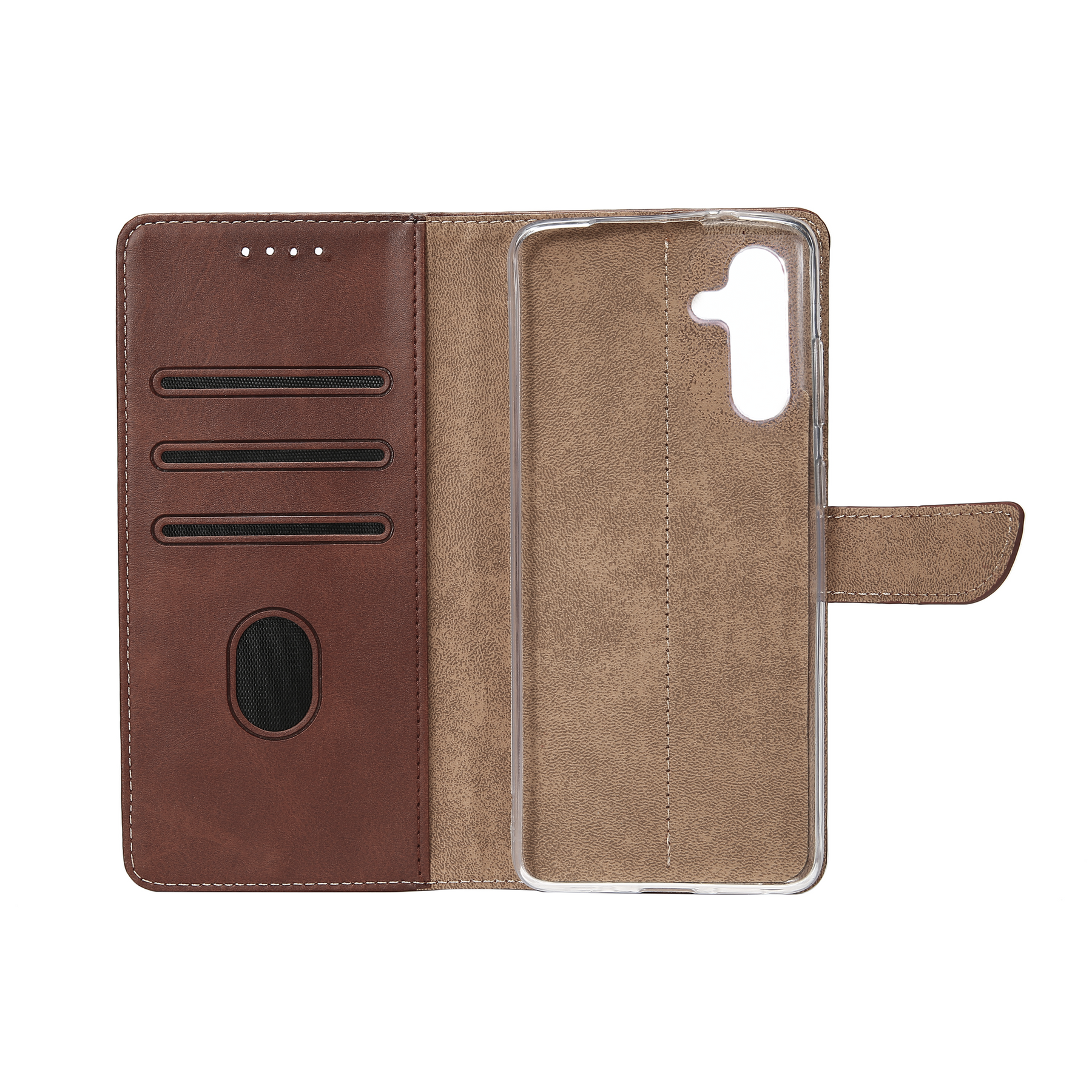 Rixus Bookcase For Samsung Galaxy A35 5G A356B Brown