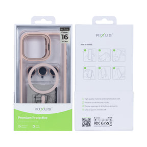 Rixus Classic 03 Case With MagSafe For iPhone 16 Pro Max Light Pink