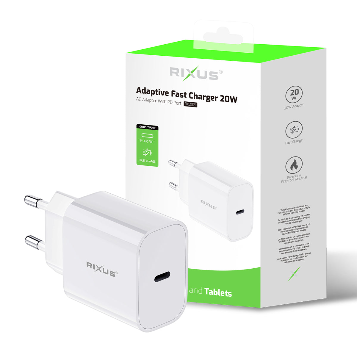 Rixus RX2021 PD Charger 20W White