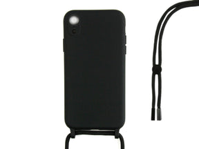 Rixus For iPhone XR TPU Necklace Cord Cover Black
