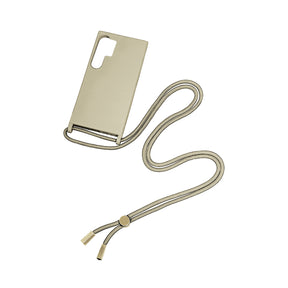 Rixus For Samsung Galaxy S24 Ultra 5G S928B TPU Necklace Cord Cover Gold