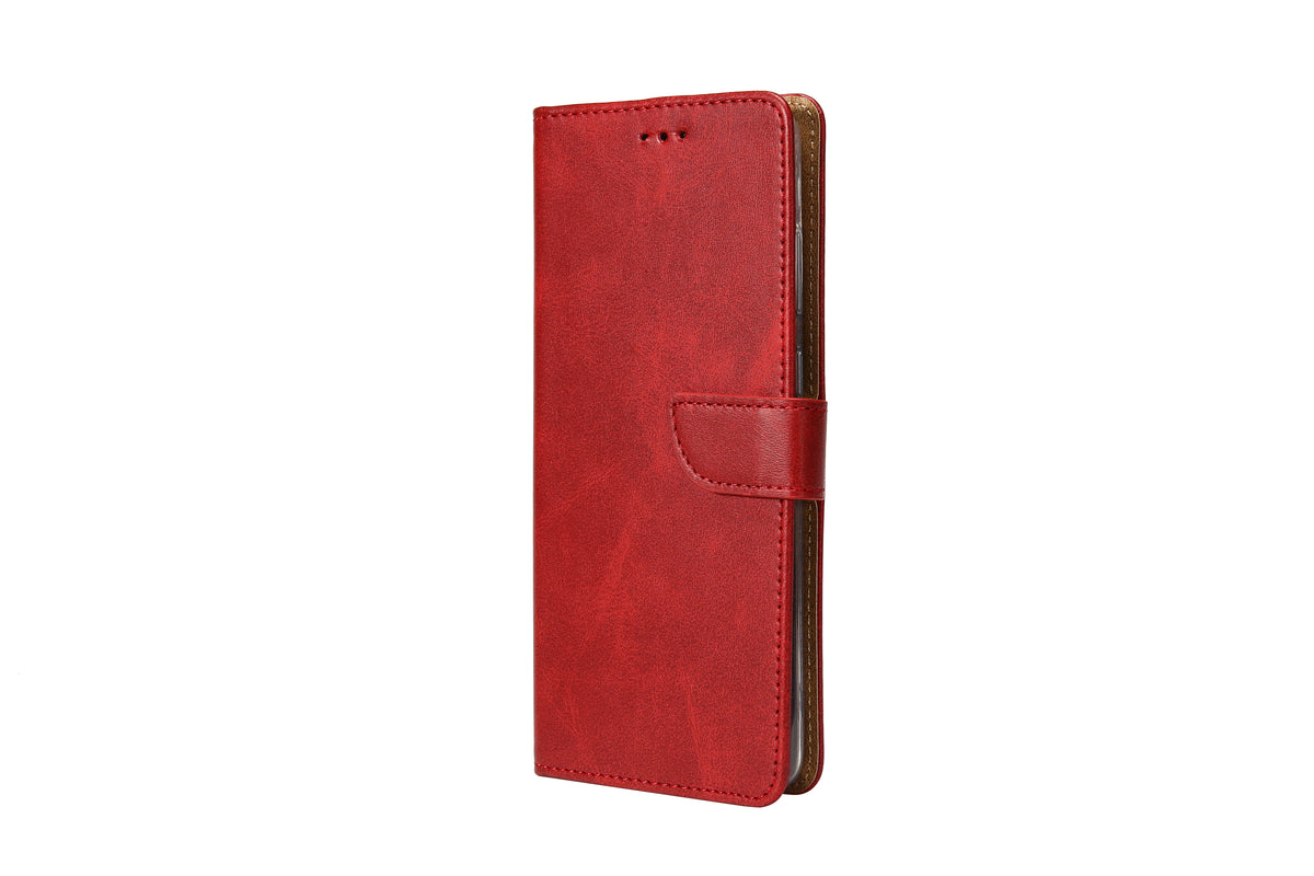 Rixus Bookcase For iPhone 15 Plus Dark Red