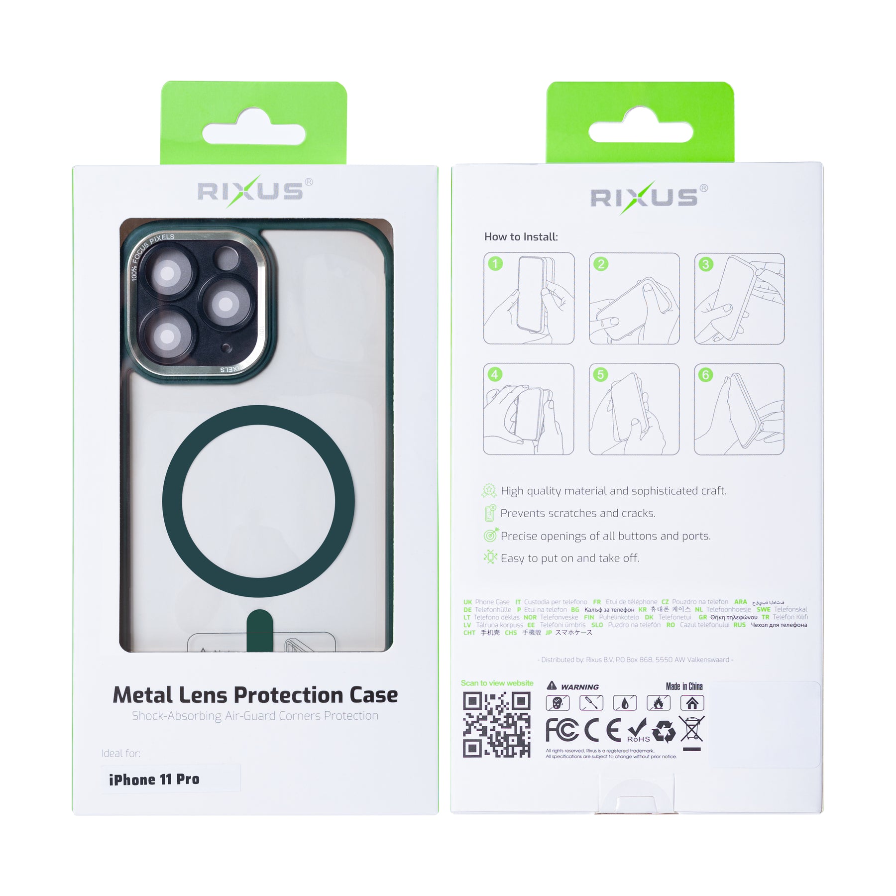 Rixus Classic 04 Case With MagSafe For iPhone 11 Pro Dark Green