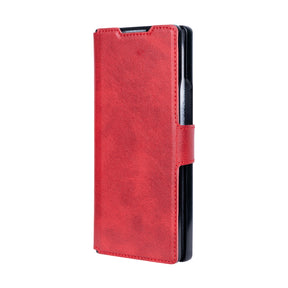 Rixus Wallet Case For Samsung Galaxy Z Fold 4 With Pen Holder Red