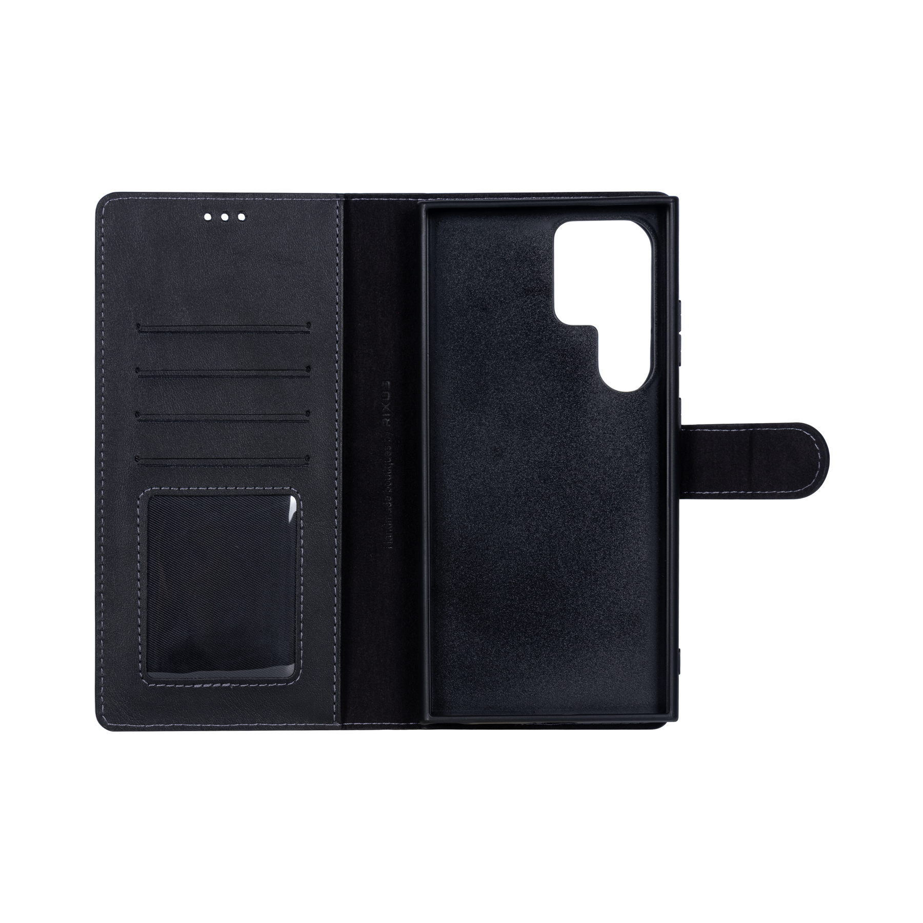 Rixus For Samsung Galaxy S24 Ultra S928B Duo Magnetic Detachable Wallet Black