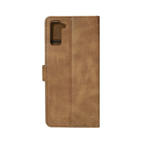 Rixus Bookcase For Samsung Galaxy S21 G991B Light Brown