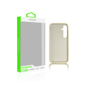 Rixus For Samsung Galaxy S24 5G S921B TPU Necklace Cord Cover Gold