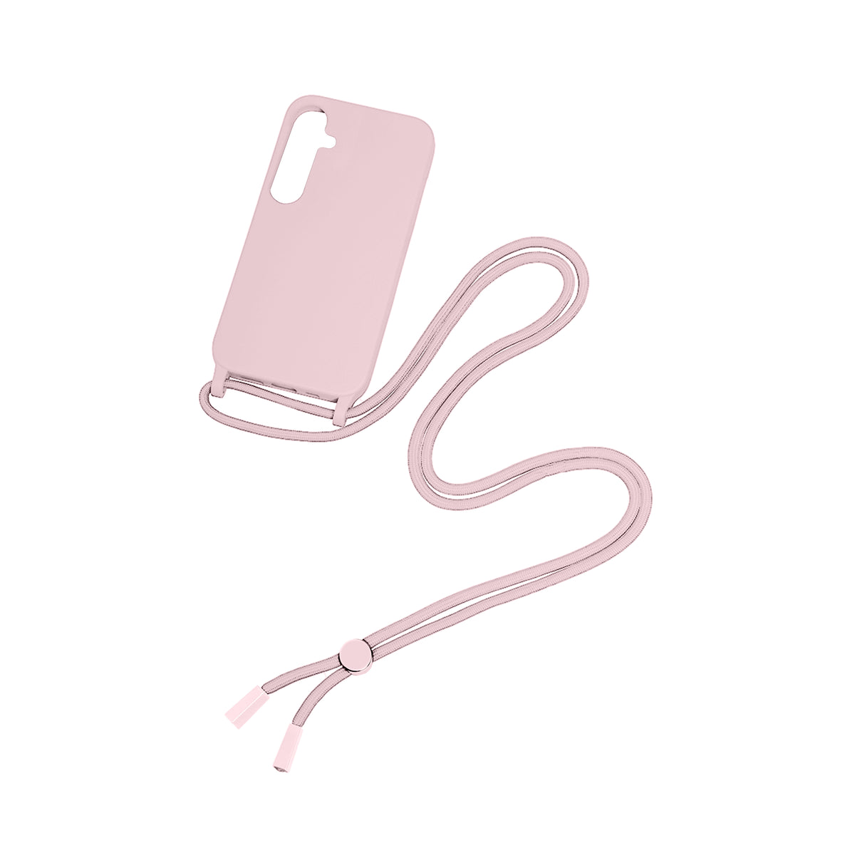 Rixus For Samsung Galaxy S24 5G S921B TPU Necklace Cord Cover Pink