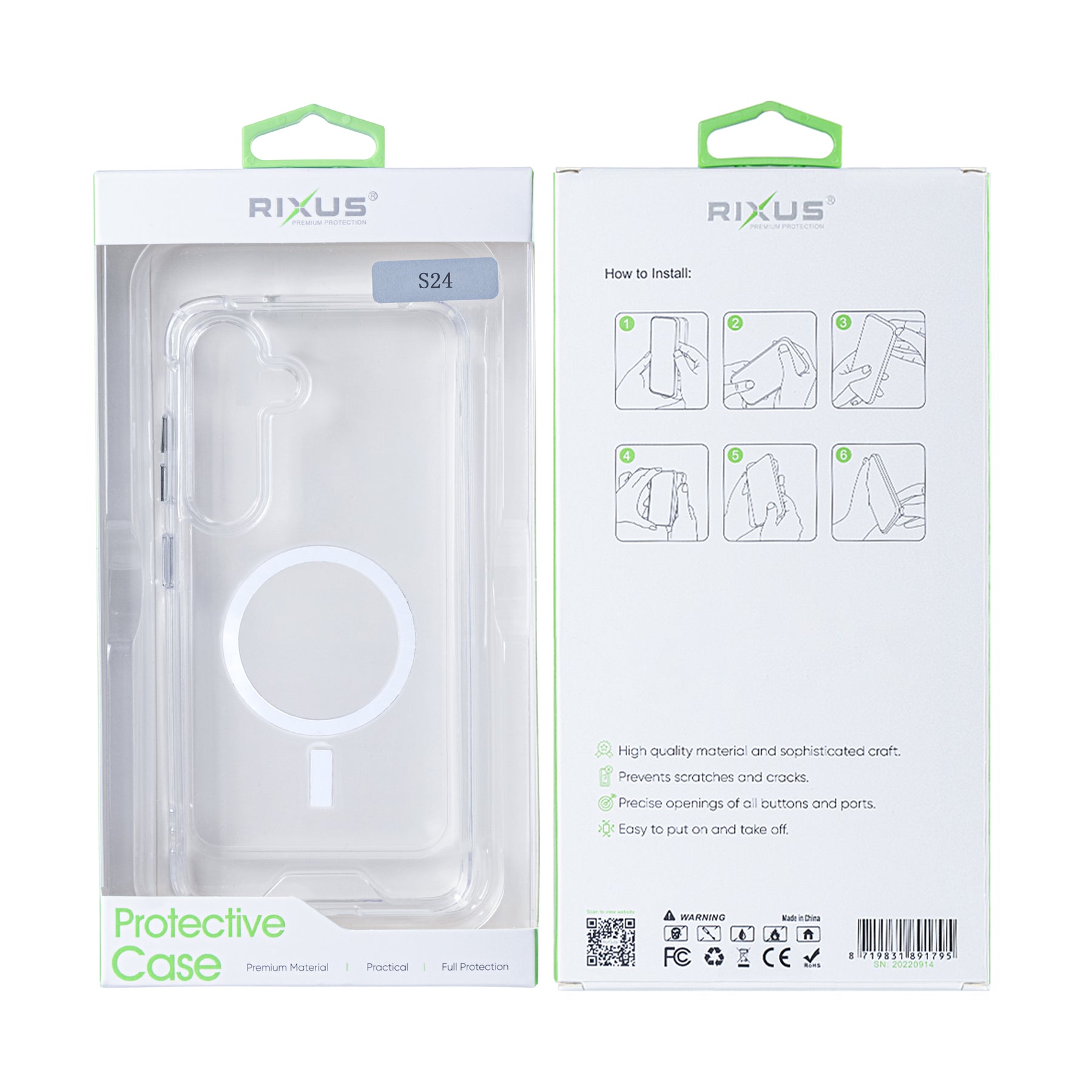 Rixus For Samsung Galaxy S24 5G S921B Crystal Clear Anti-shock TPU With MagSafe