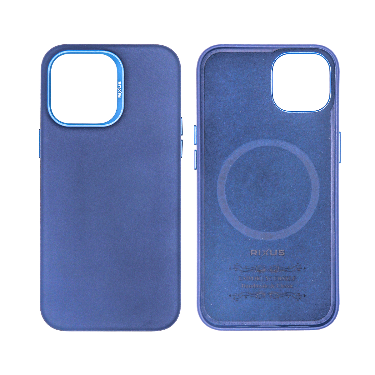 Rixus For iPhone 15 Plus Classic 02 Case With MagSafe Blue