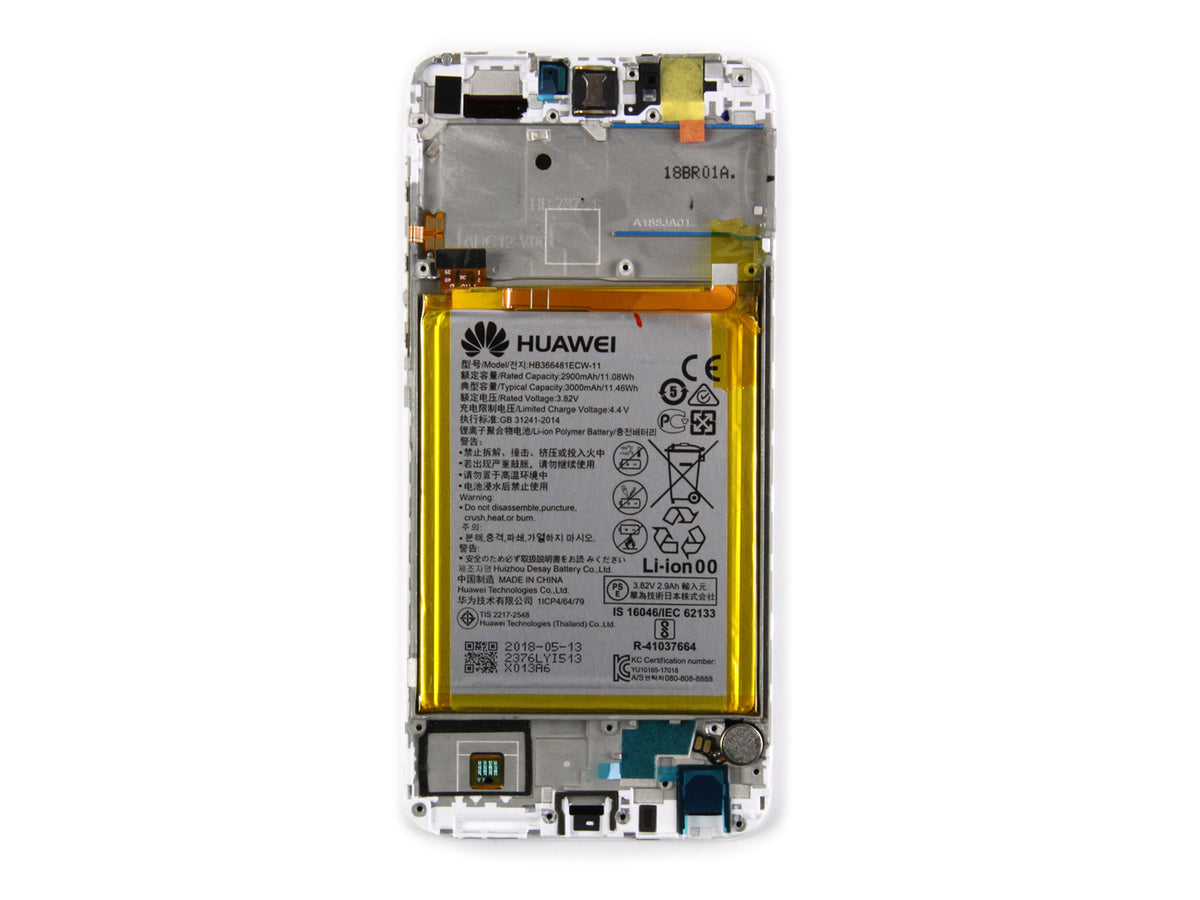 Huawei P Smart Display And Digitizer With Frame White Service Pack