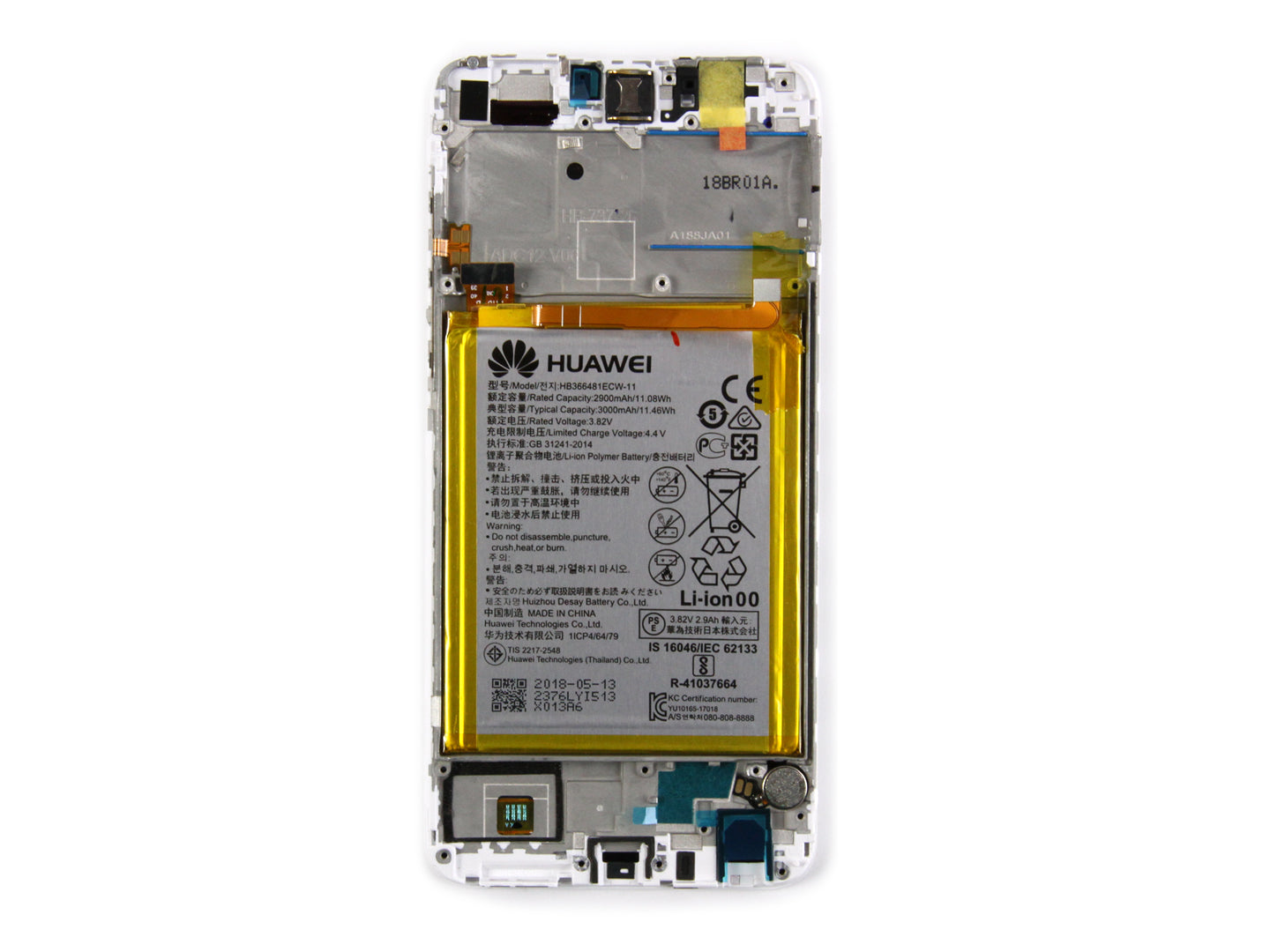 Huawei P Smart Display And Digitizer With Frame White Service Pack