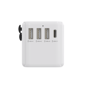 Rixus Worldwide Adapter With 3 USB Ports And 1 PD White