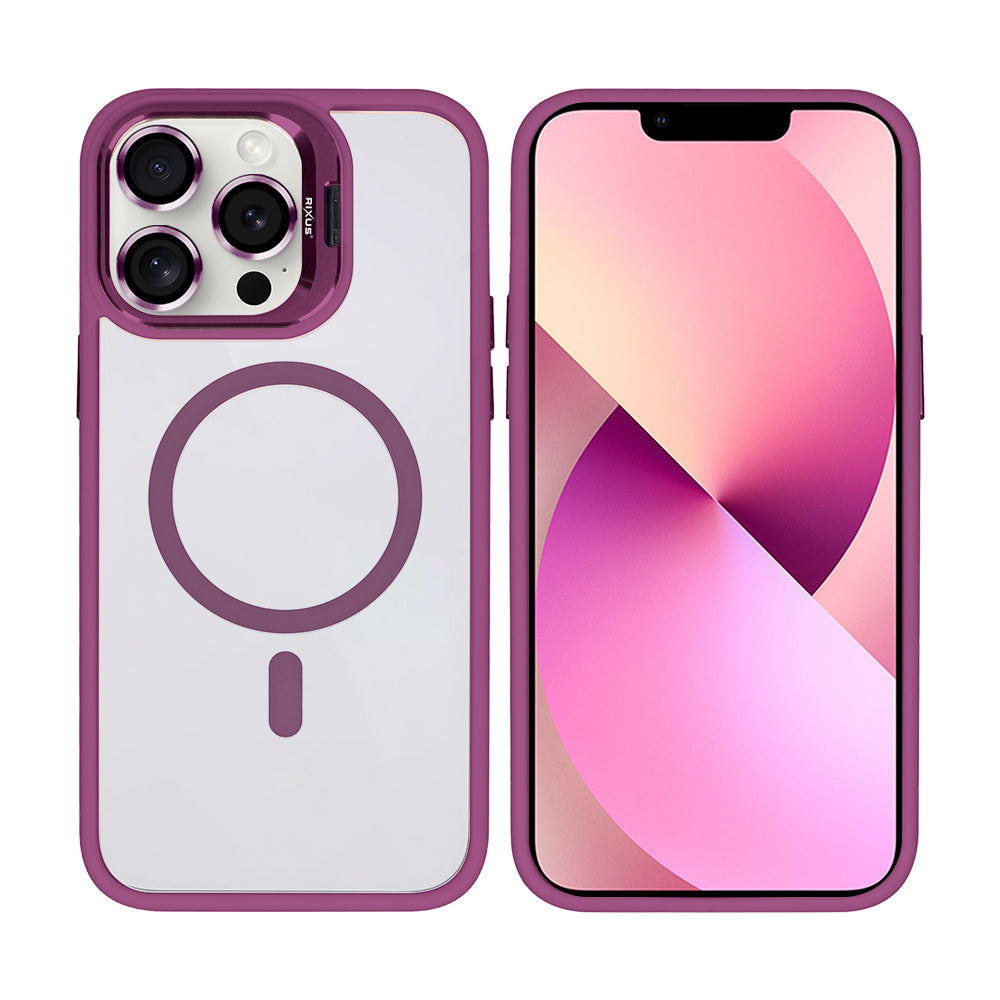 Rixus Classic 03 Case With MagSafe For iPhone 13 Pro Max Dark Pink