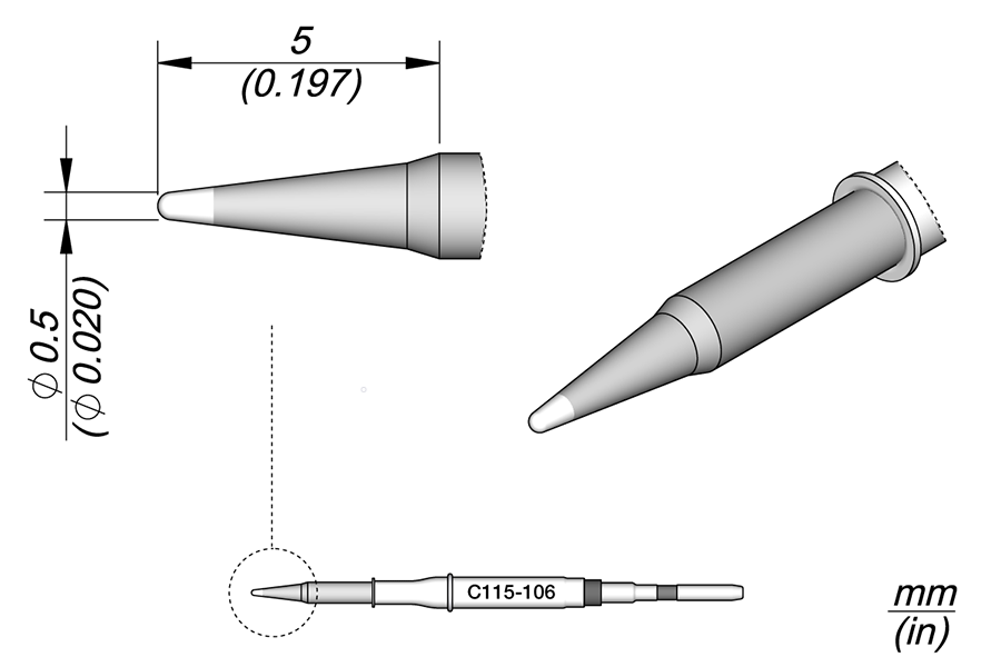 JBC Cartridge Conical Ø 0.5 (C115106)