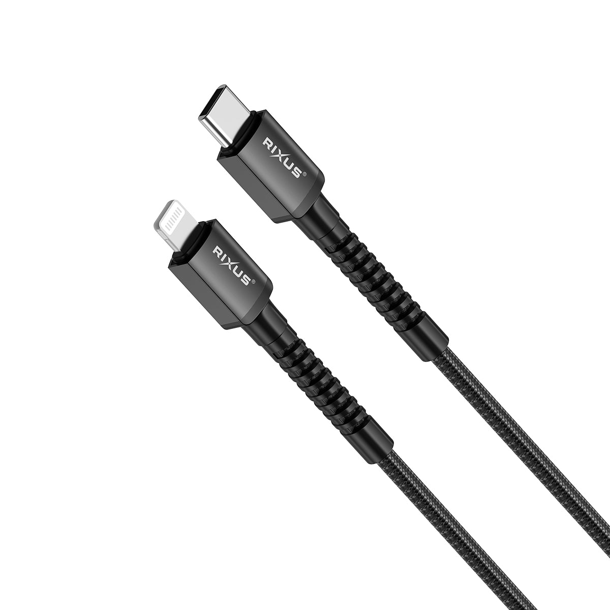 Rixus RXU71CA Nylon Braided USB-C To Lightning Cable 120CM Black