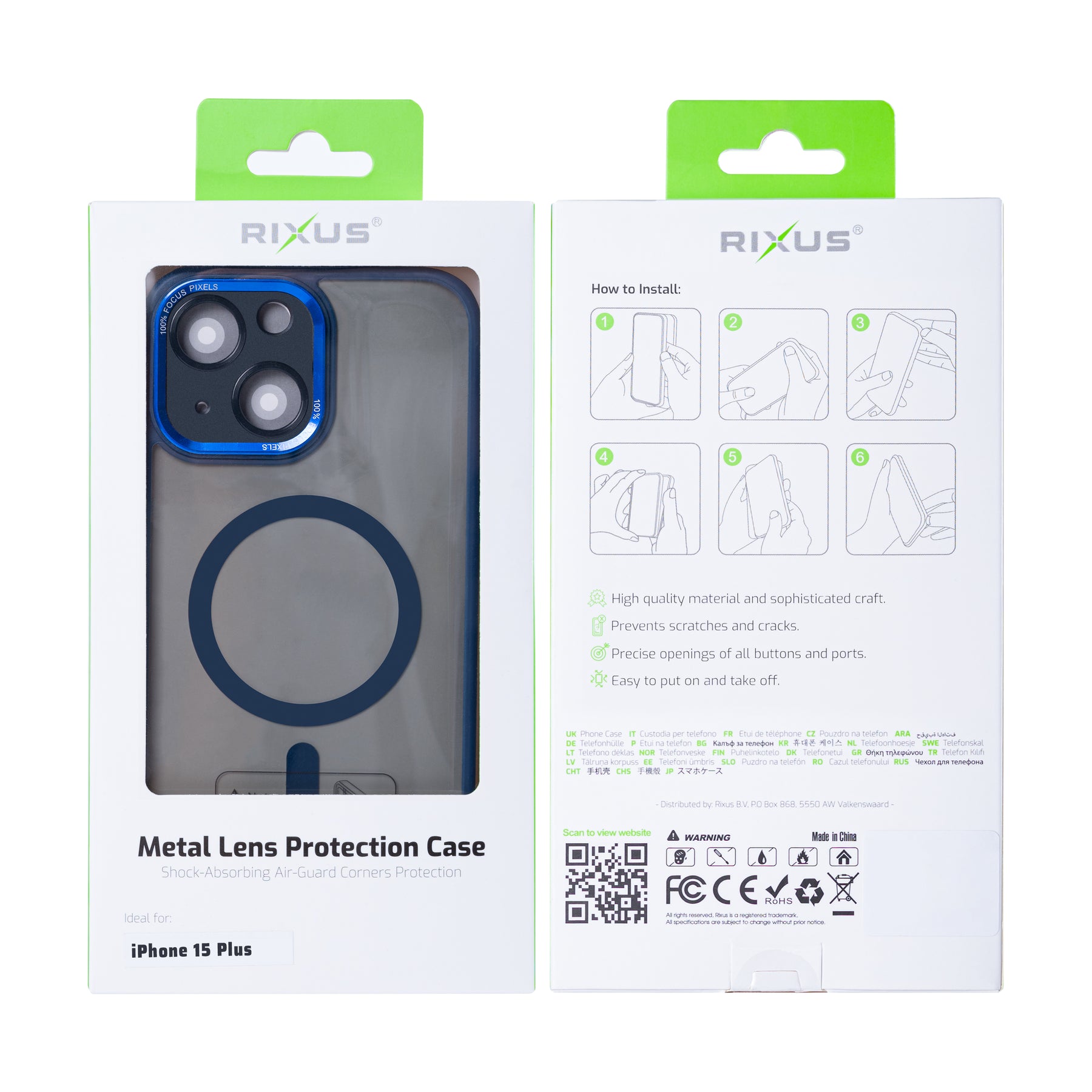 Rixus Classic 04 Case With MagSafe For iPhone 15 Plus Dark Blue