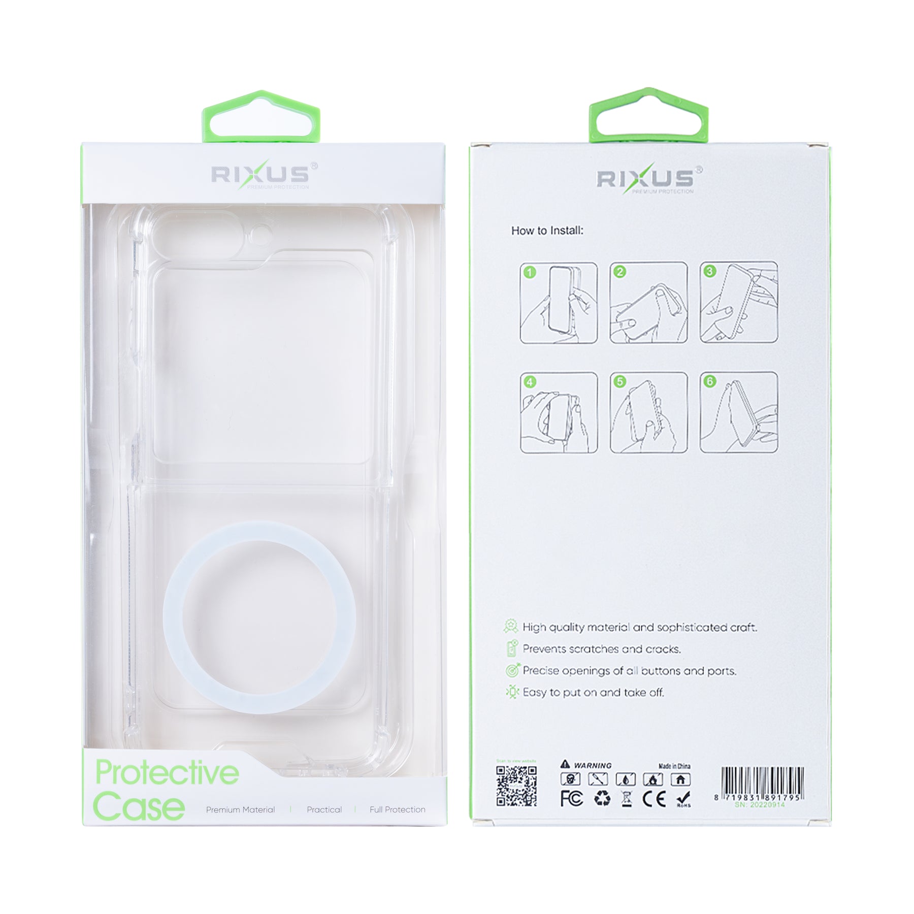 Rixus For Samsung Galaxy Z Flip6 Anti-Burst Case With MagSafe Transparent