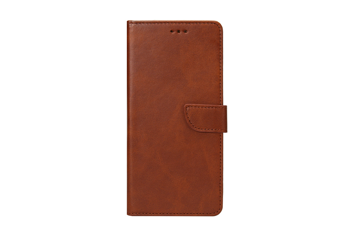 Rixus Bookcase For iPhone 15 Plus Brown