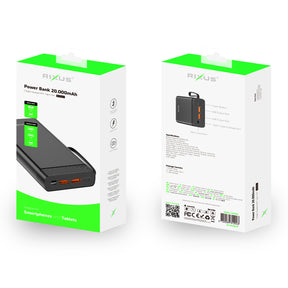 Rixus RXPB52 High Capicity Powerbank 20000 mAh 22.5W Black