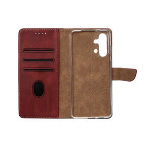 Rixus Bookcase For Samsung Galaxy A32 5G A326B Dark Red